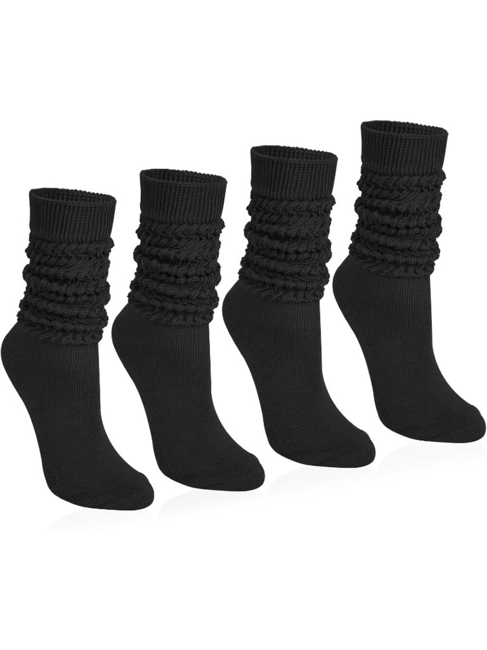 🧦Women's Dark Black 4 Pairs Slouchy Socks Boot Long Knee High Slouch Socks